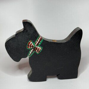 Hand-Painted Wood Cut-Out Decorative Black Scottie Dog
